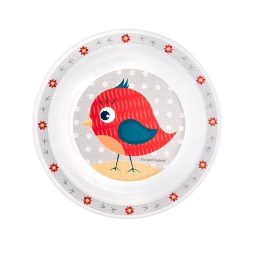 Посуда для детей Тарелка пластиковая Птичка, 270 мл, красная, Canpol babies