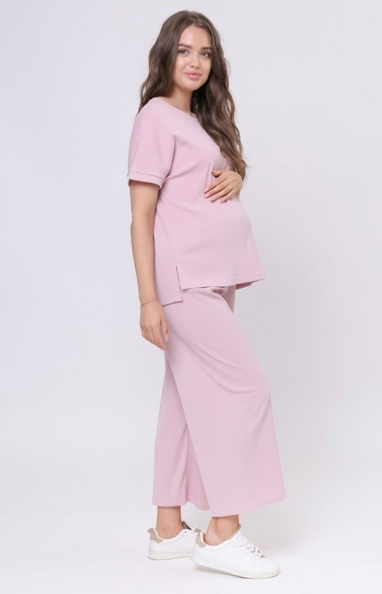 Спортивные костюмы Костюм в рубчик летний Nona для беременных и кормящих, розовый, Dizhimama