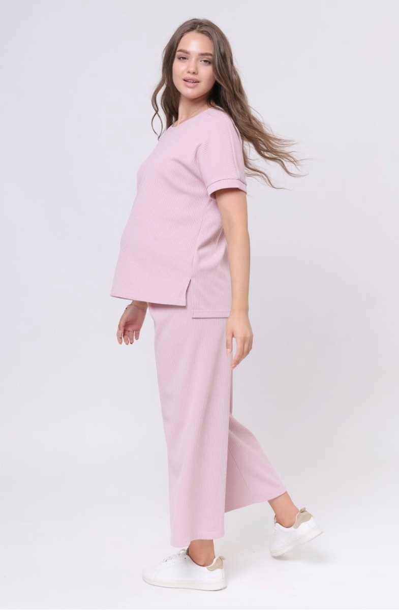 Спортивні костюми Костюм в рубчик літній Nona для вагітних та годуючих, рожевий, Dizhimama