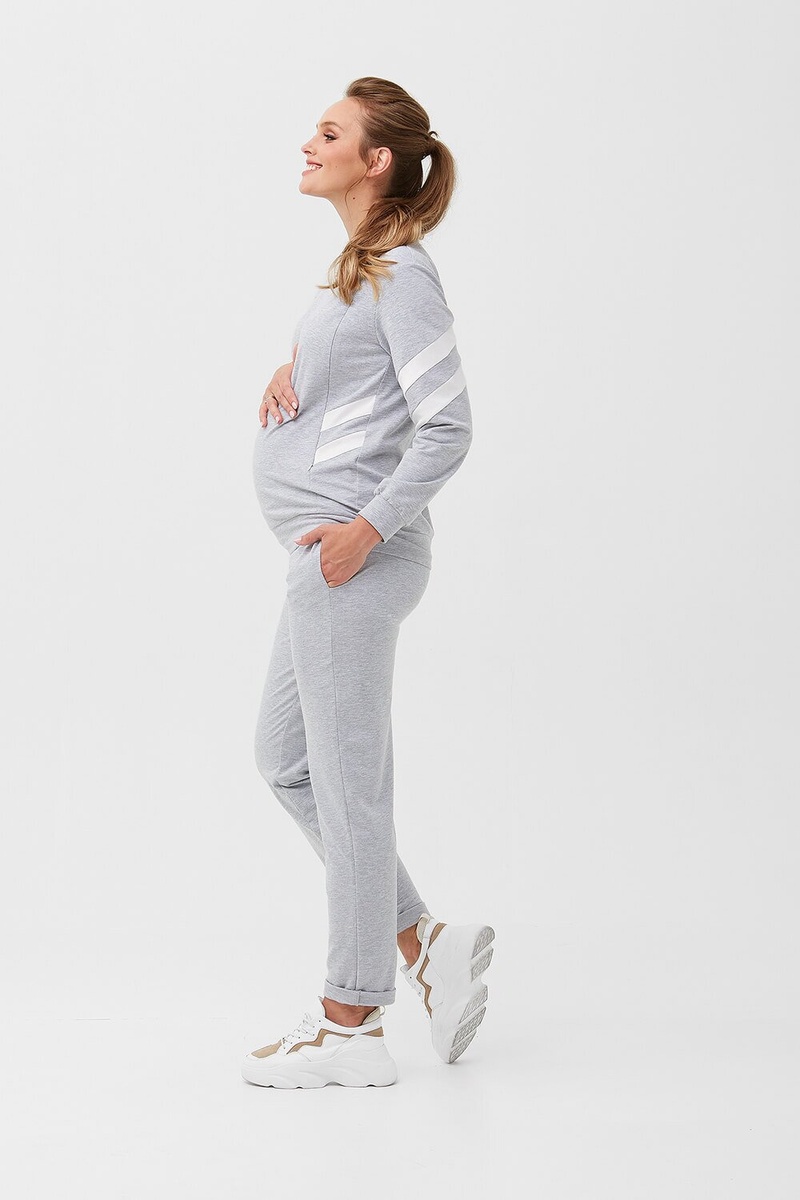 Спортивные костюмы Костюм спортивный для беременных и кормящих мам серый с белыми полосками, ТМ Dianora