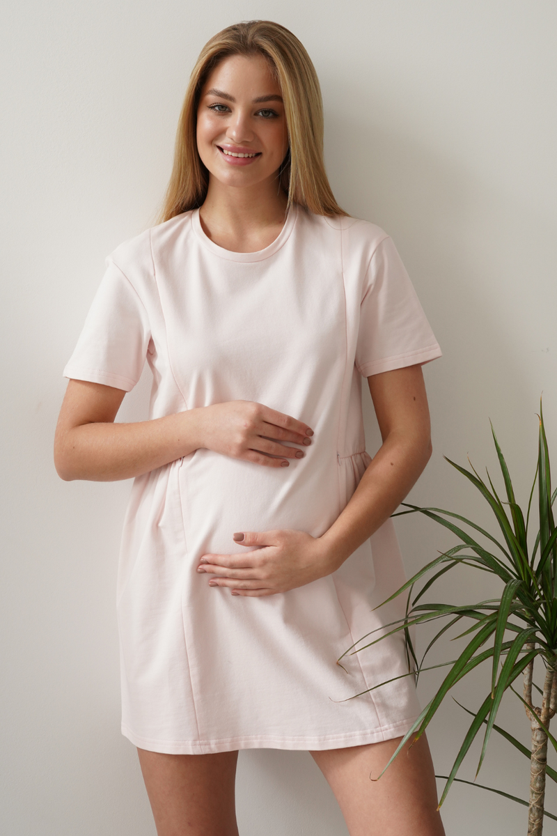 Платье для беременных и кормящих мам 4242262, персиковый керм, To be, Розовый, 46