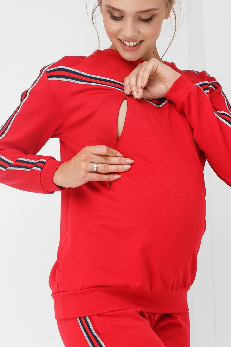 Свитшоты, худи Кофта красный трикотаж для беременности и кормления, ТМ Dianora