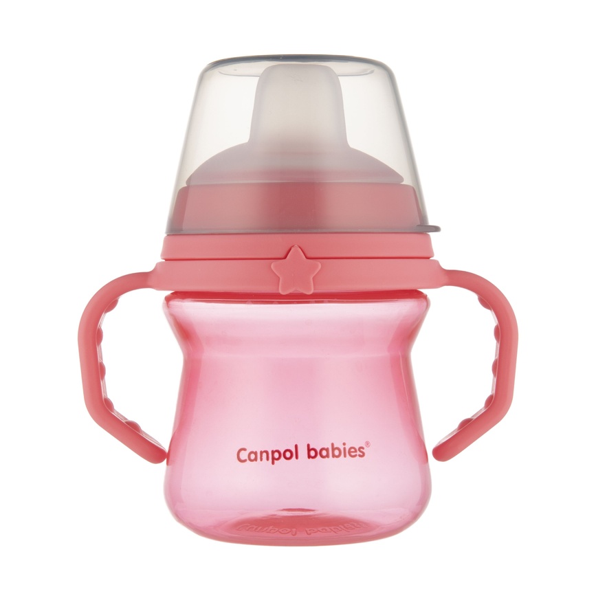 Посуд для дітей Кружка тренувальна з силіконовим носиком FirstCup 150 мл - рожева, Canpol babies