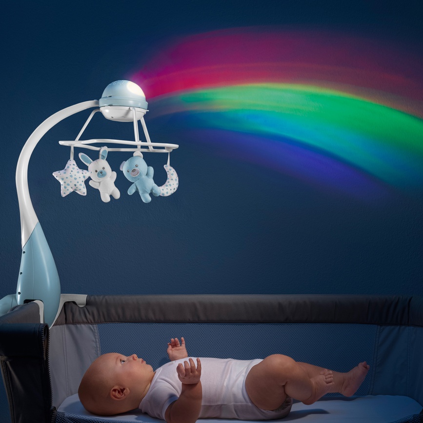 Мобілі на ліжечко Мобіль-проектор на ліжечко 3 в 1, блакитний, Chicco "Веселка", Chicco