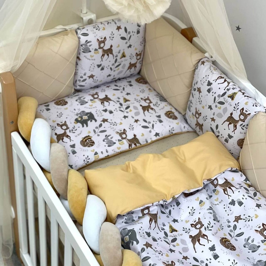 Постільна білизна Комплект постільної білизни в ліжечко Happy night Bamby, 6 елементів, бежевий, Маленька Соня