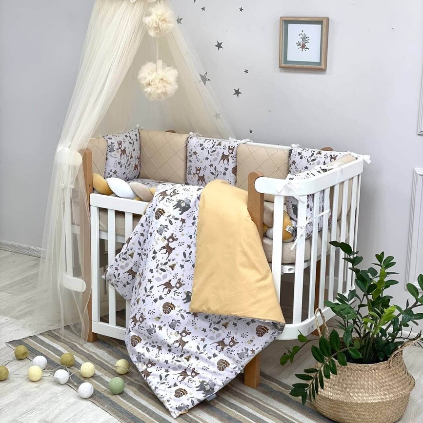 Постелька Комплект постельного белья в кроватку Happy night Bamby, 6 элементов, бежевый, Маленькая Соня