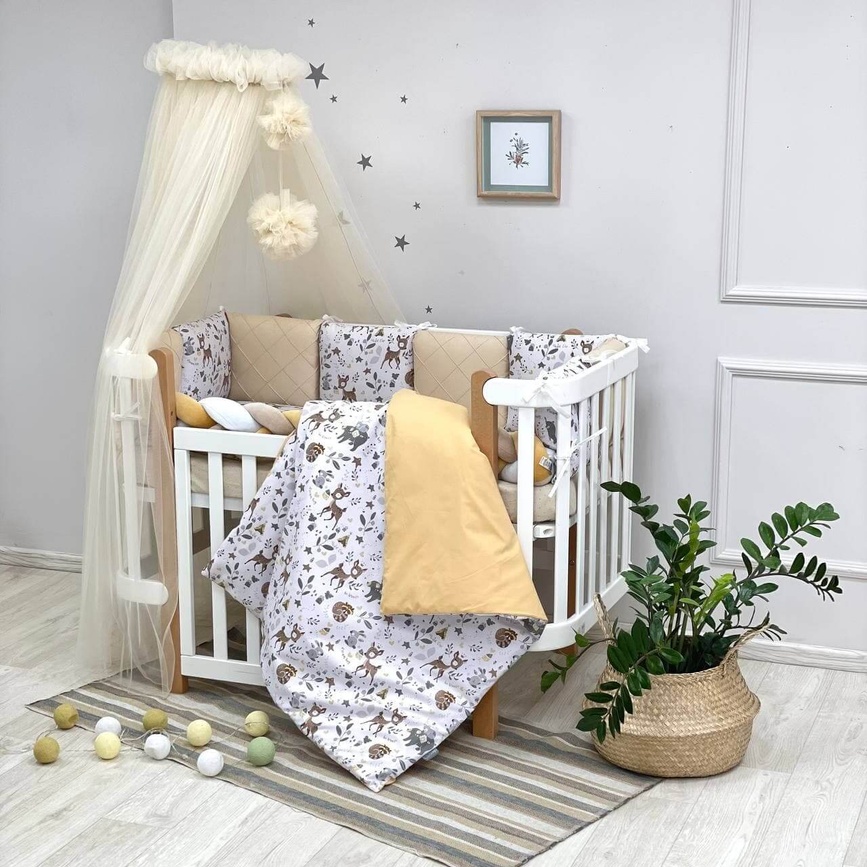 Постелька Комплект постельного белья в кроватку Happy night Bamby, 6 элементов, бежевый, Маленькая Соня