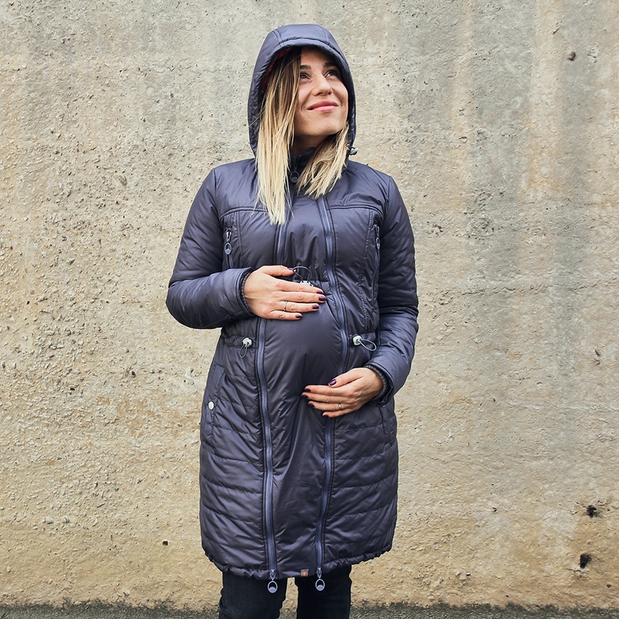 Зимова куртка 3 в 1 для вагітних і слінгоношенія Грей, Love & Carry