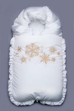 Конверт для новонароджених на виписку зимовий Сніжинки, білий, Модний карапуз