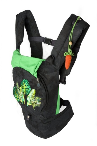 Ергорюкзаки Ергономічний рюкзак з сіточкою для провітрювання спинки, чорний із зеленим, Модний карапуз