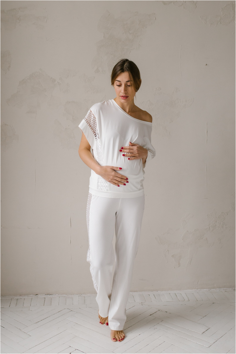 Піжами, домашні костюми Піжама для вагітних жінок 806001, молочна, DISMA