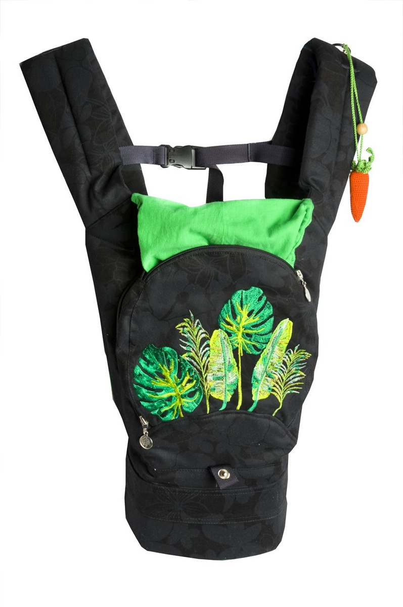 Эргорюкзаки Эргономичный рюкзак с сеточкой для проветривания спинки, черный с зеленым, Модный карапуз