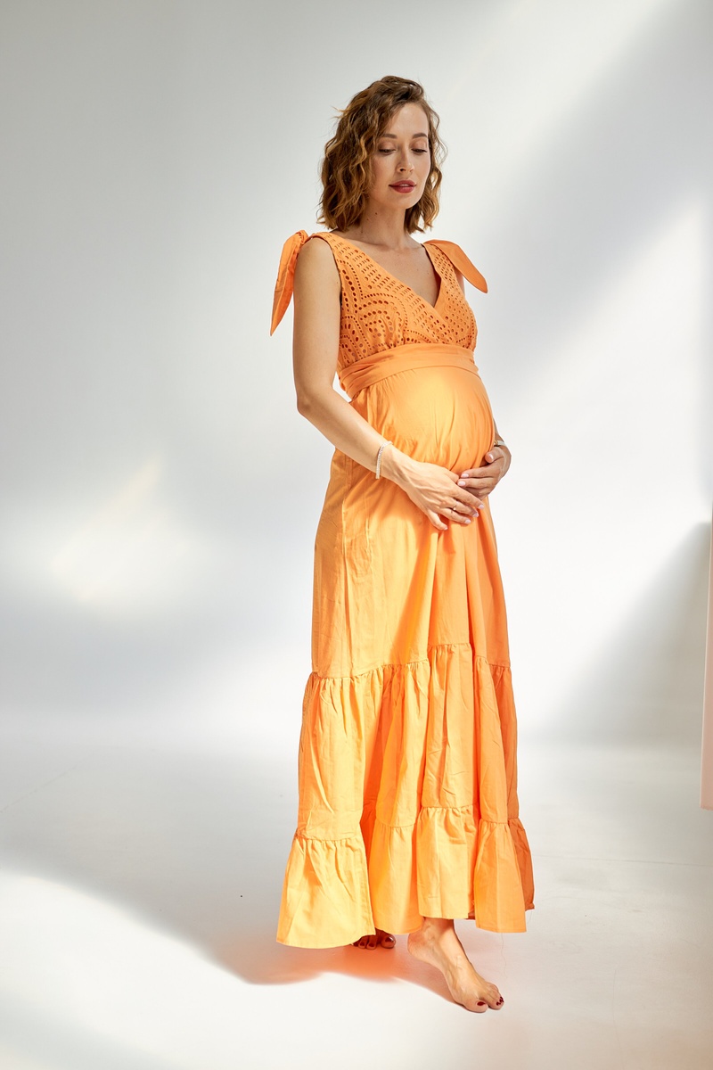 Сарафани для вагітних і годуючих Сарафан максі на запах для вагітних 20012 помаранчевий, DISMA