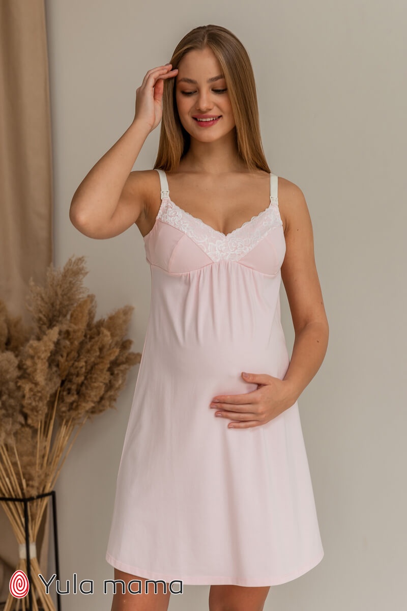 Ночнушки для кормления Ночушка для беременных и кормящих мам MONIKA NEW, розовая, Юла мама