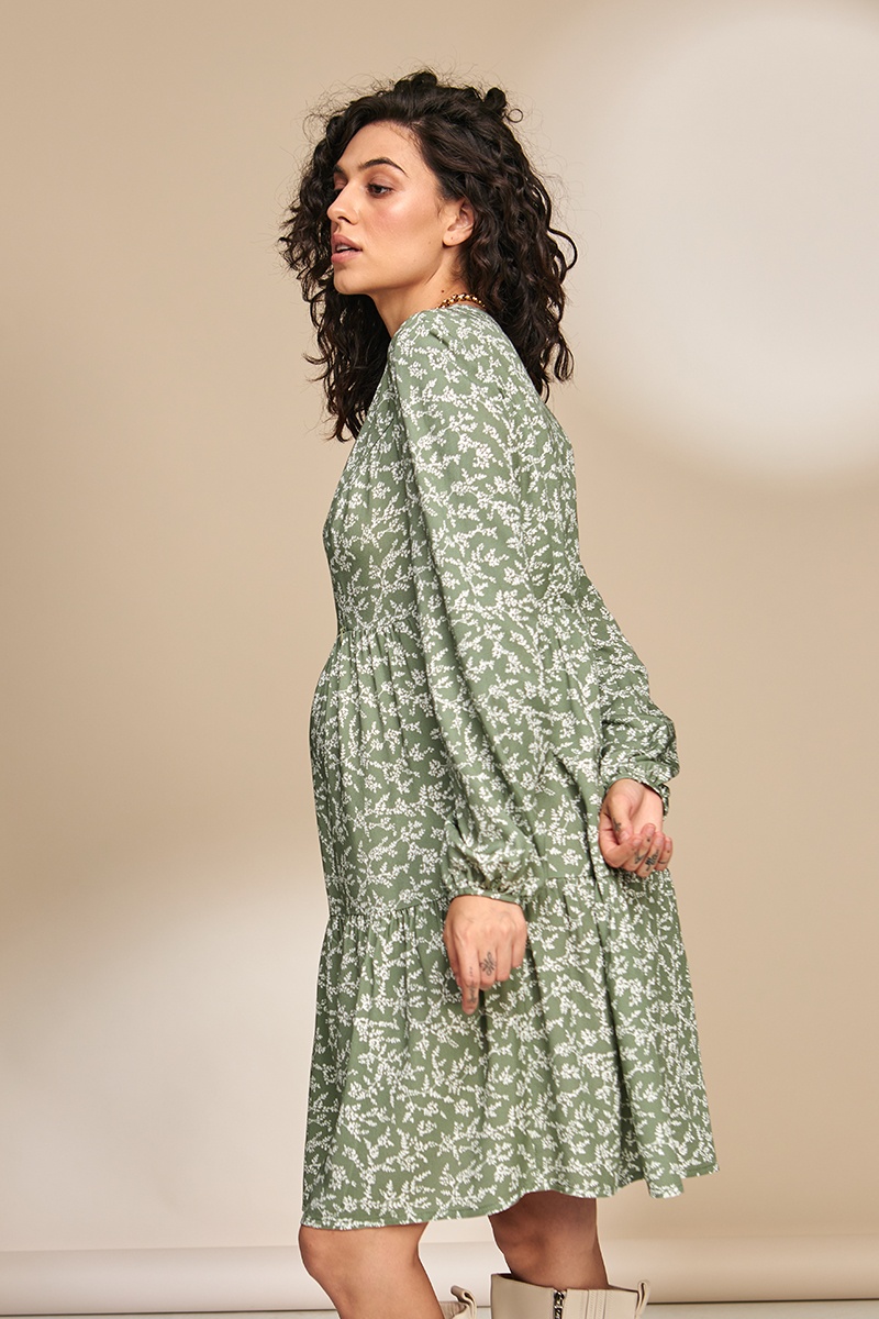 Жіноча сукня для вагітних та годуючих із щільної віскози, ALICIA, оливка, Юла мама, Оливковый, S