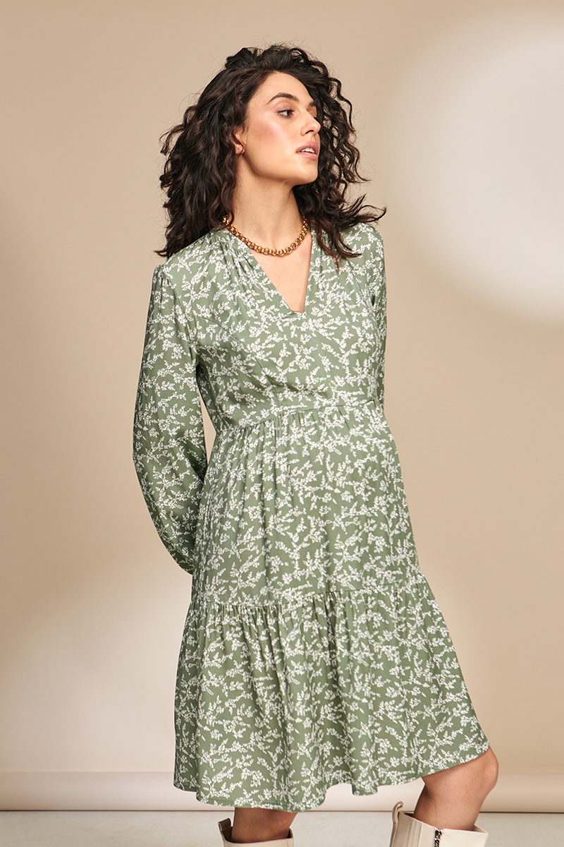 Жіноча сукня для вагітних та годуючих із щільної віскози, ALICIA, оливка, Юла мама, Оливковый, S