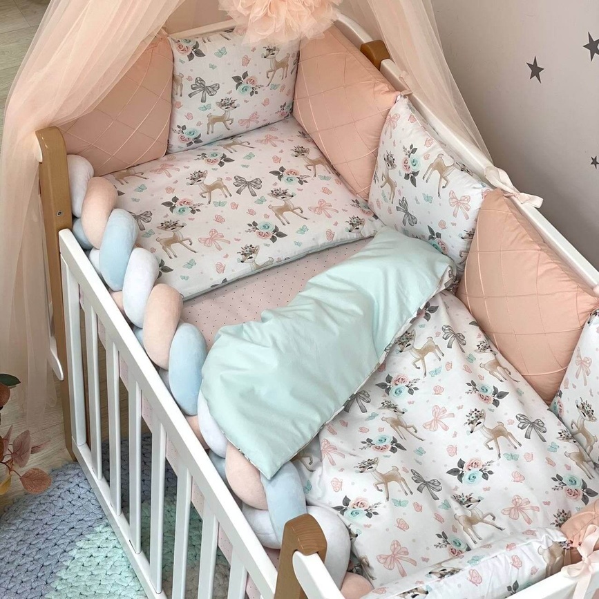 Постільна білизна Комплект постільної білизни в ліжечко Happy night Bamby з метеликами, 6 елементів, Маленька Соня