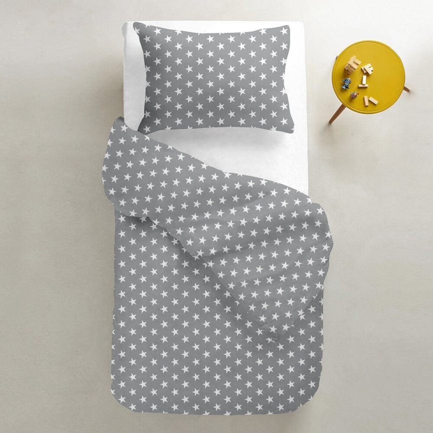 Постелька Детский постельный комплект StarsB Grey White, 3 эл., COSAS