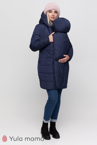 Зимнее слинго-пальто 3 в 1 для беременных с двумя вставками ABIGAIL, темно-синий, Юла мама, Темно синий, S