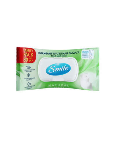 Важные мелочи  Влажная туалетная бумага для взрослых Family с клапаном 80 шт, Smile
