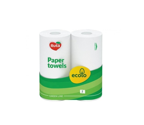 Рушник паперовий білий, 2 шт, 2-шаровий, Ecolo