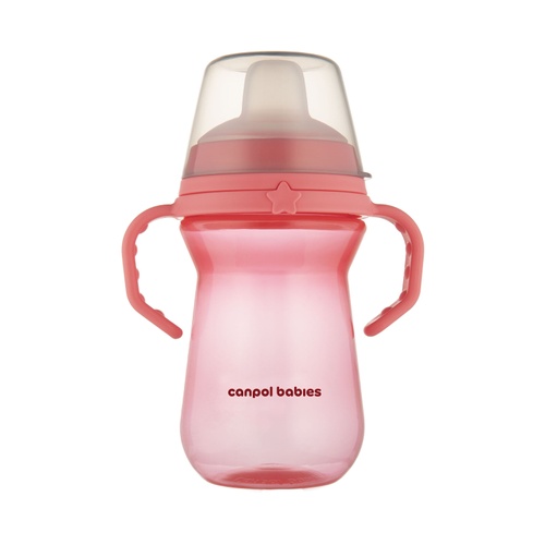 Посуд для дітей Кружка тренувальна з силіконовим носиком FirstCup 250 мл - рожева, Canpol babies