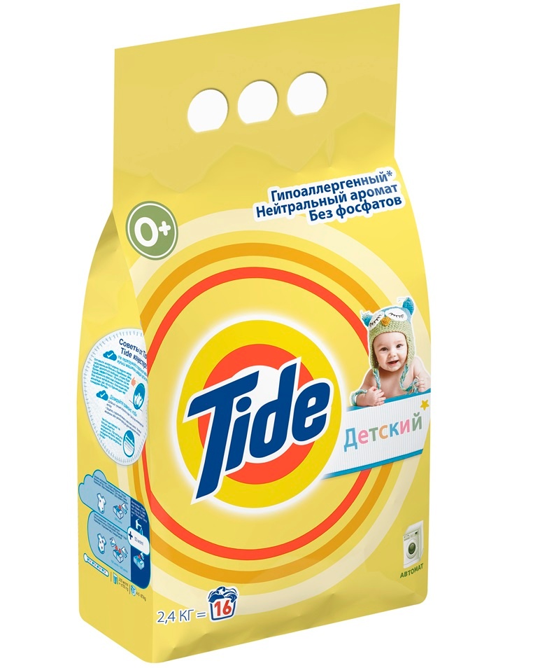 Пральні порошки Дитячий пральний порошок для білих і кольорових тканин, 2,4кг, Tide