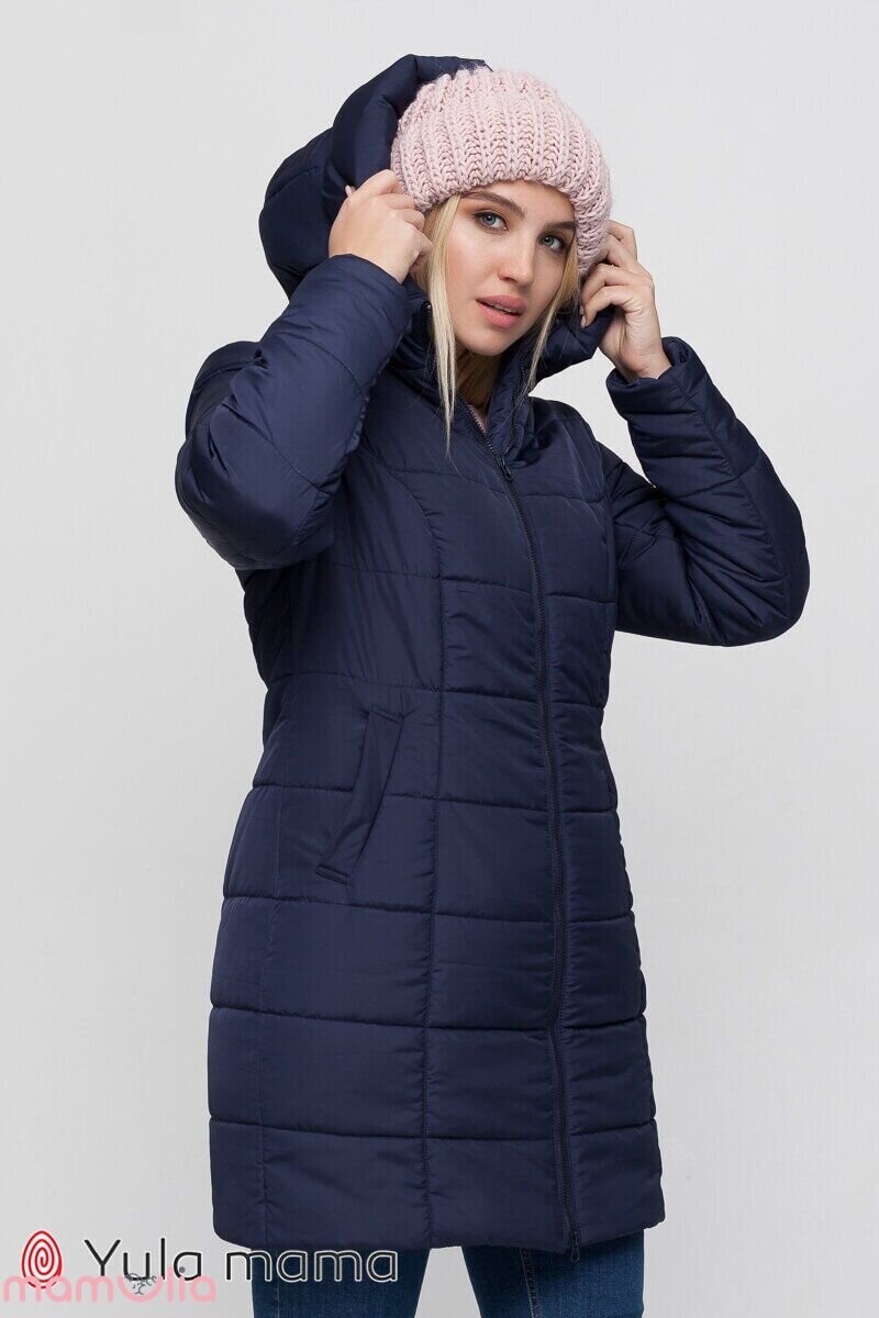 Зимнее слинго-пальто 3 в 1 для беременных с двумя вставками ABIGAIL, темно-синий, Юла мама, Темно синий, S