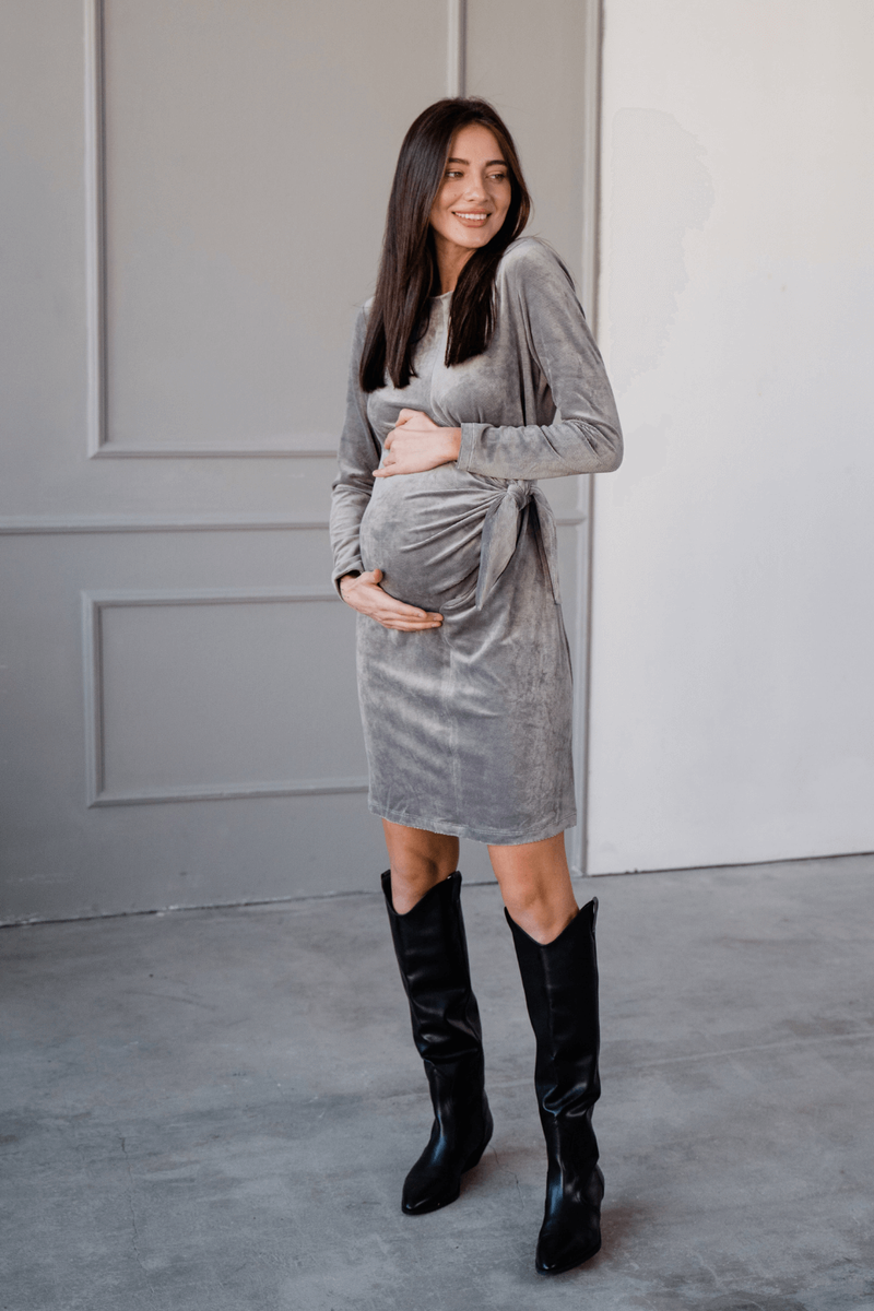 Платье для беременных и кормящих мам 4208127, туман гавани, To be, Серый, 42