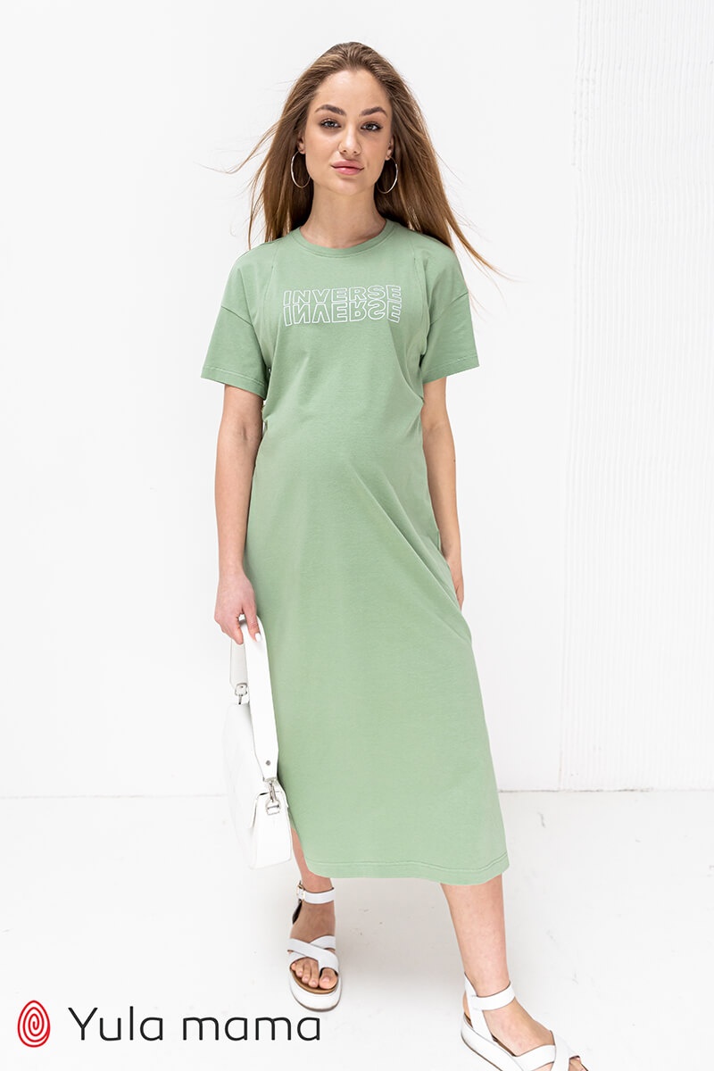 Платье для беременных и кормящих SINDY, зелений, Юла мама, Зеленый, S