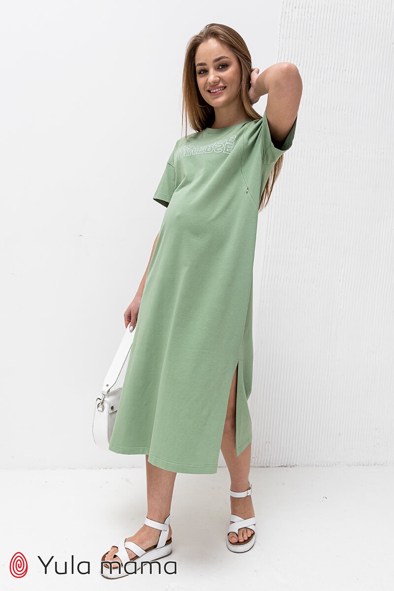 Платье для беременных и кормящих SINDY, зеленый, Юла мама, Зеленый, M