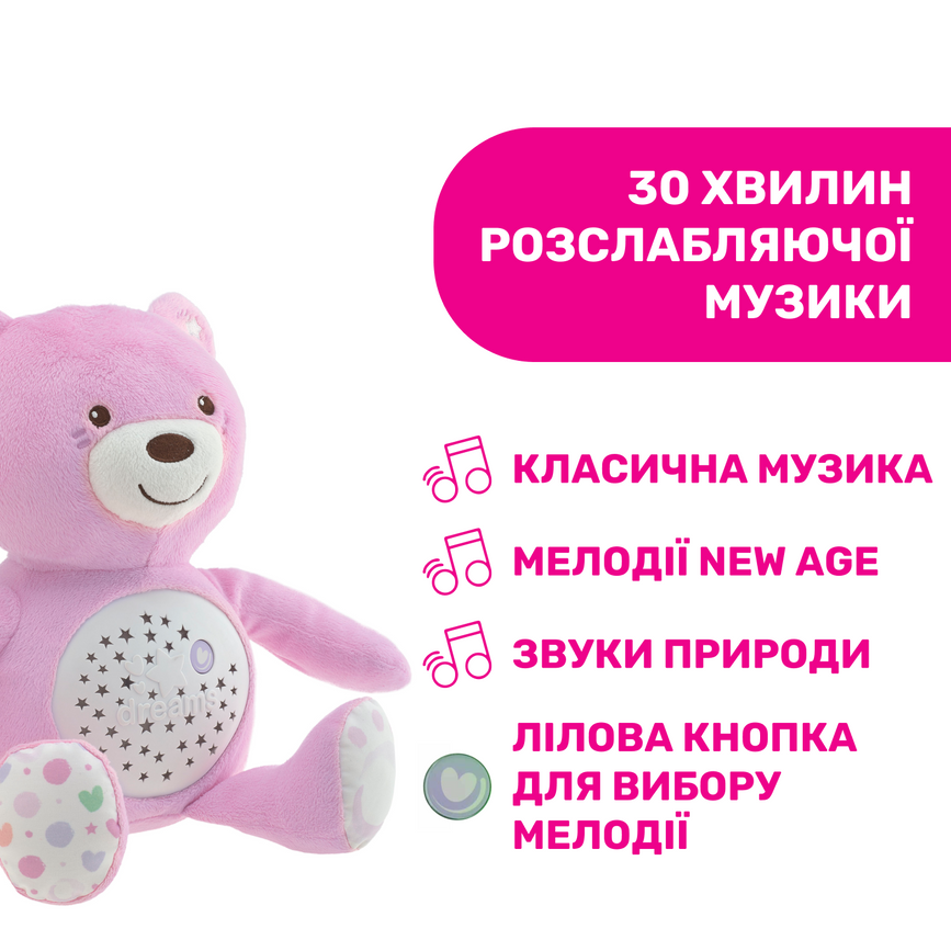 Іграшки на ліжечко, коляску, автокрісло Іграшка музична Chicco "Ведмежа"
