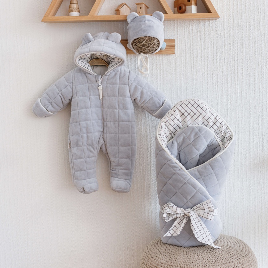 Конверт-одеяло для новорожденных велюровый Tessera, серый, MagBaby