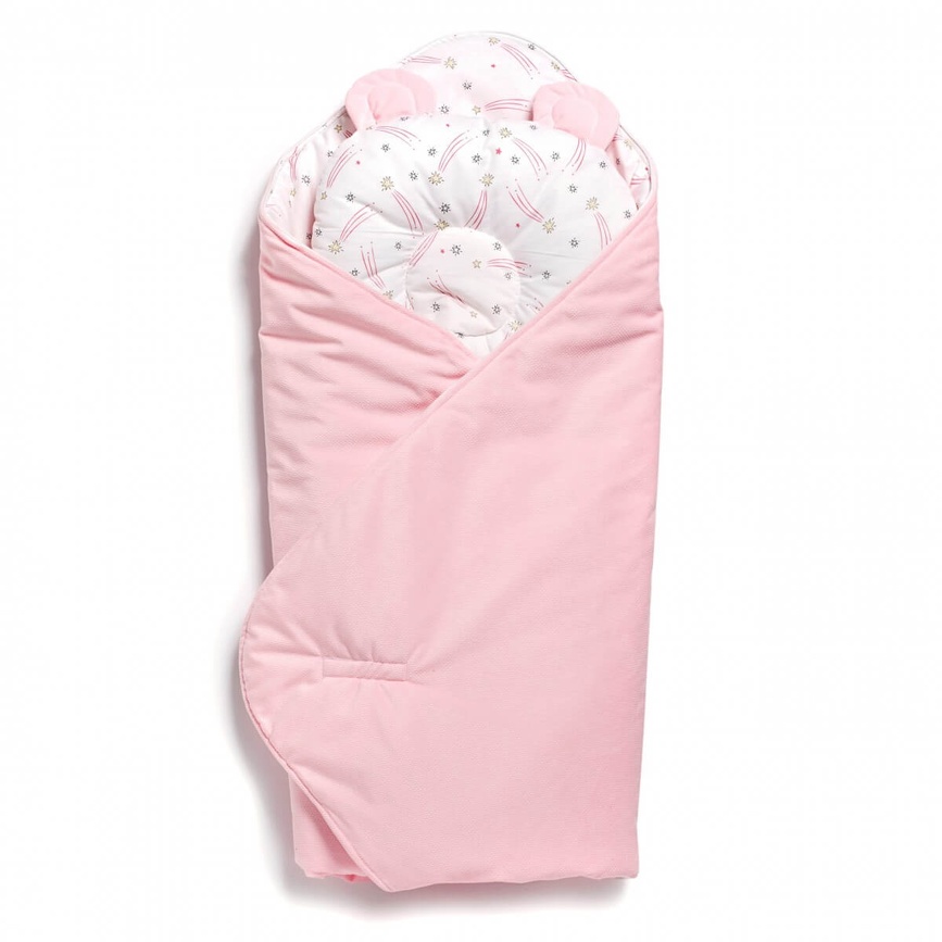Конверт-плед для новонароджених + подушка Bear 9064-TB-05, рожевий, Twins, Рожевий