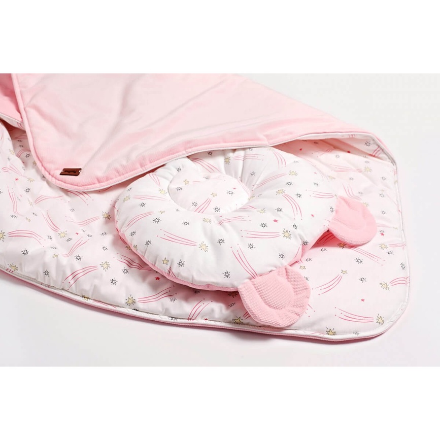 Конверт-плед для новонароджених + подушка Bear 9064-TB-05, рожевий, Twins, Рожевий