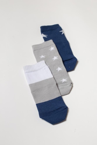 Носочки Носочки детские Звездочки, набор 3 шт, белый, синий и серый, Мамин Дом