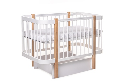 Ліжечка Дитяче ліжко SVITANOK з шухлядою, біло-буковий, Дитячий сон