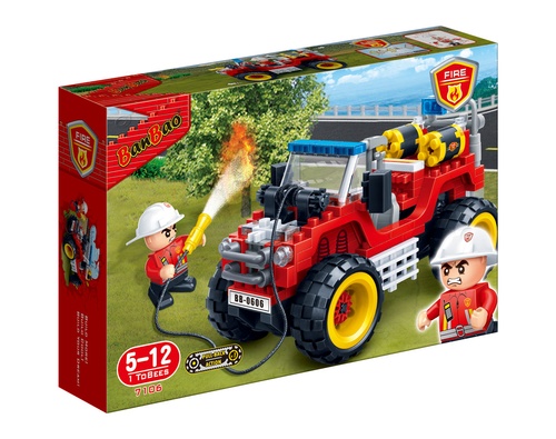 Конструктори Конструктор "Пожежники" (148 елм.) Пожежний джип , Banbao