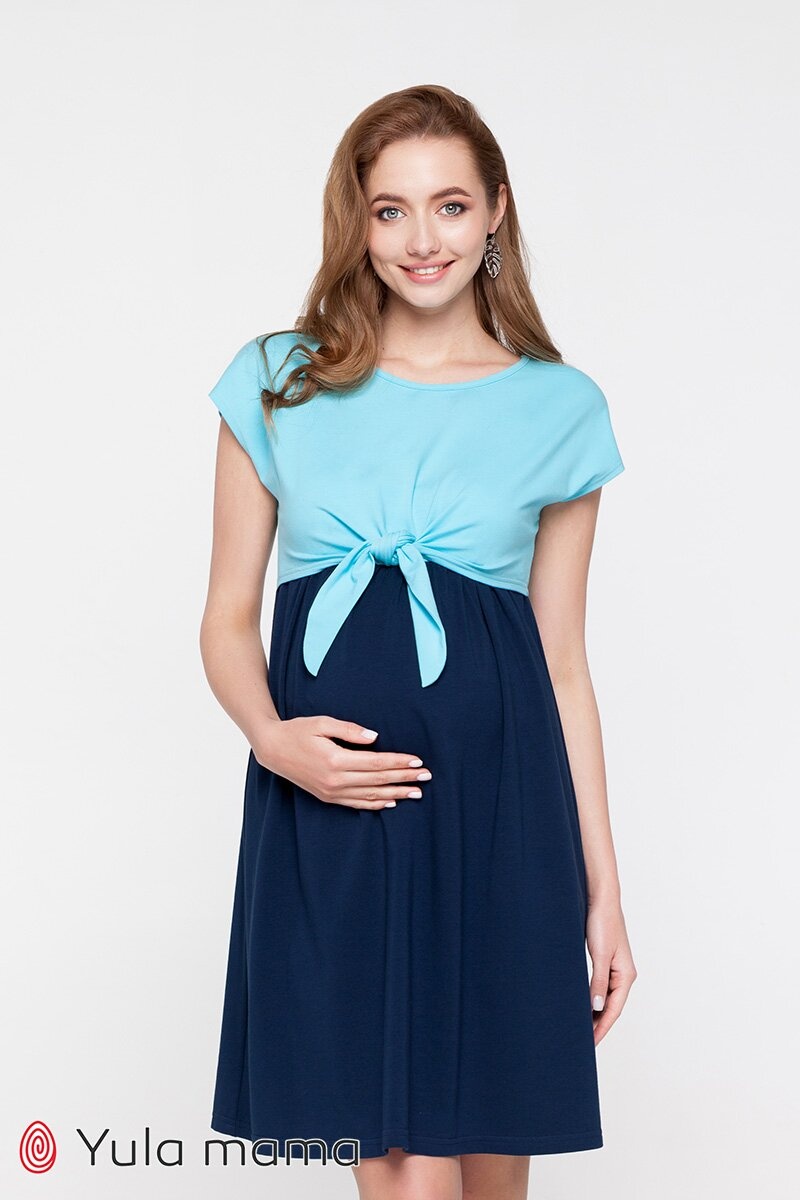 Сукня для вагітних і годуючих мам CARTER аквамариновий с темно-синім, Юла мама, Бирюза, S