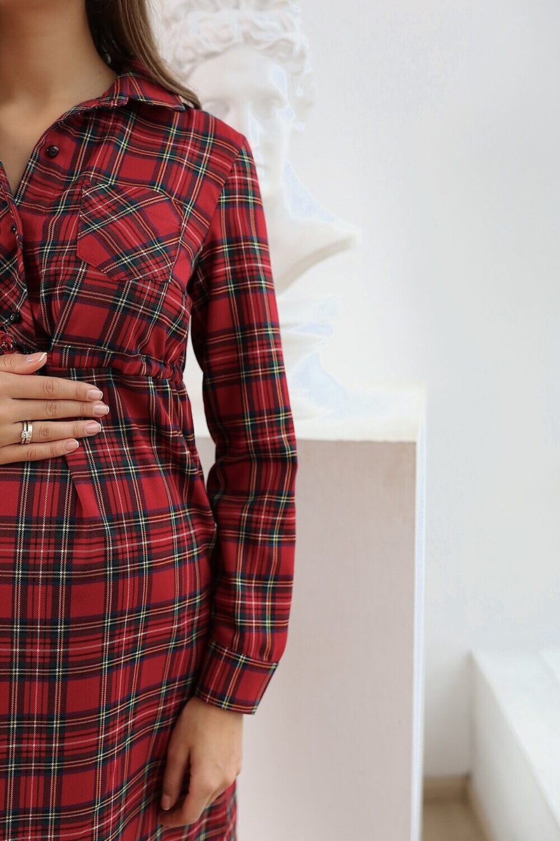 Платье для беременных, шотландка красная 4206210, To be, 42