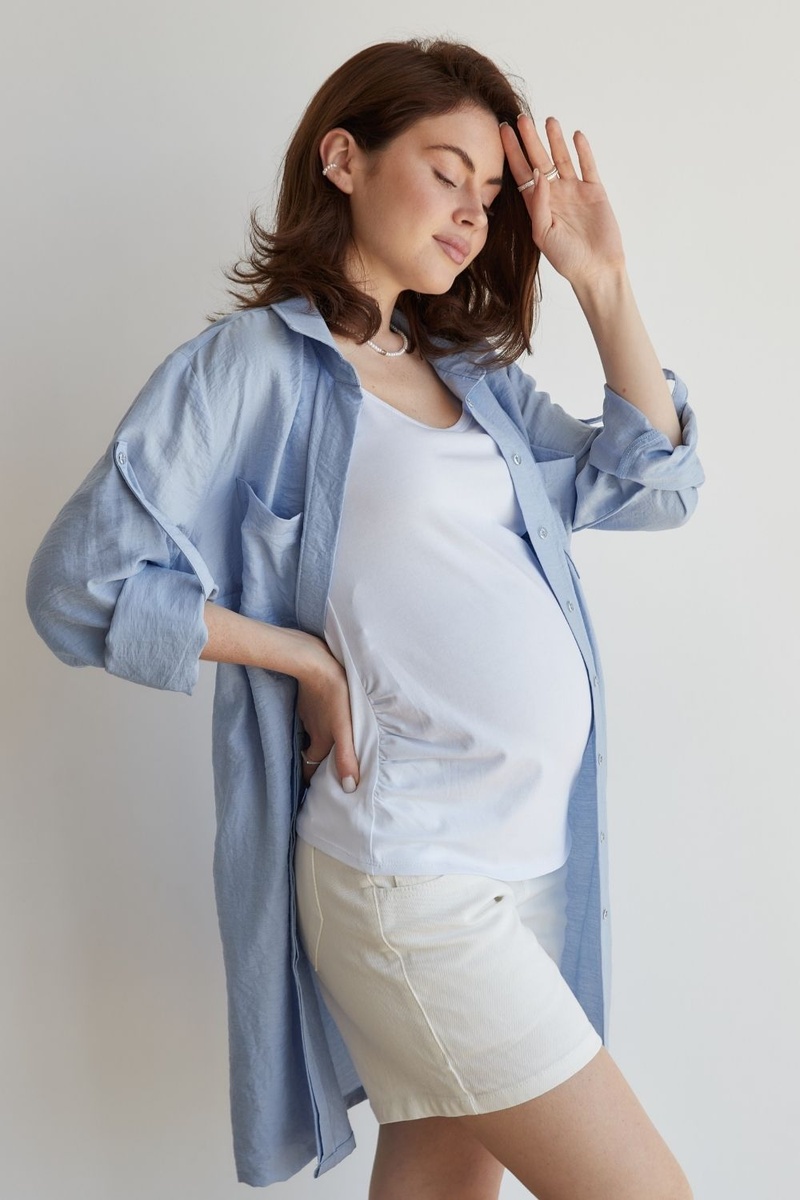 Блузы, рубашки Блуза рубашка для беременных 1268741, голубая, To be