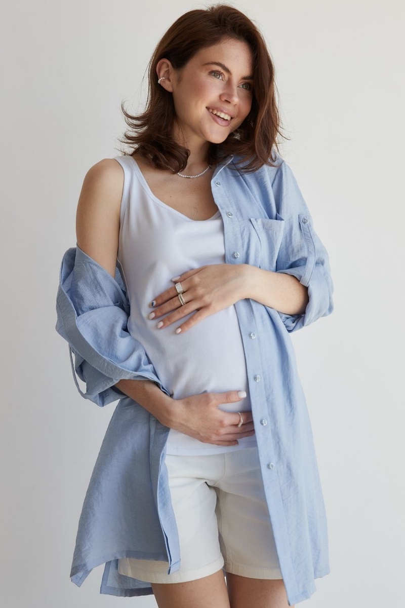 Блузи, сорочки Блуза рубашка для вагітних 1268741, блакитна, To be
