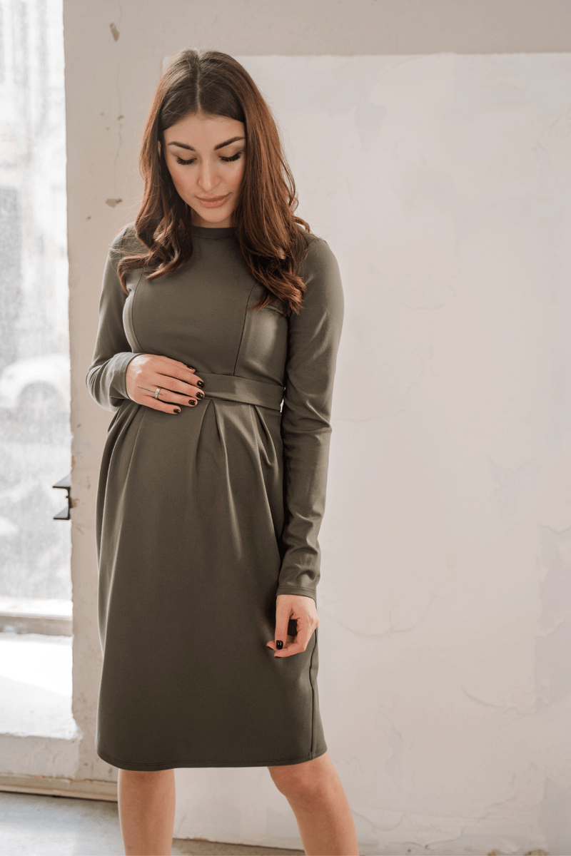 Платье для беременных и кормящих мам 4209001, хаки, To be, Хаки, 42