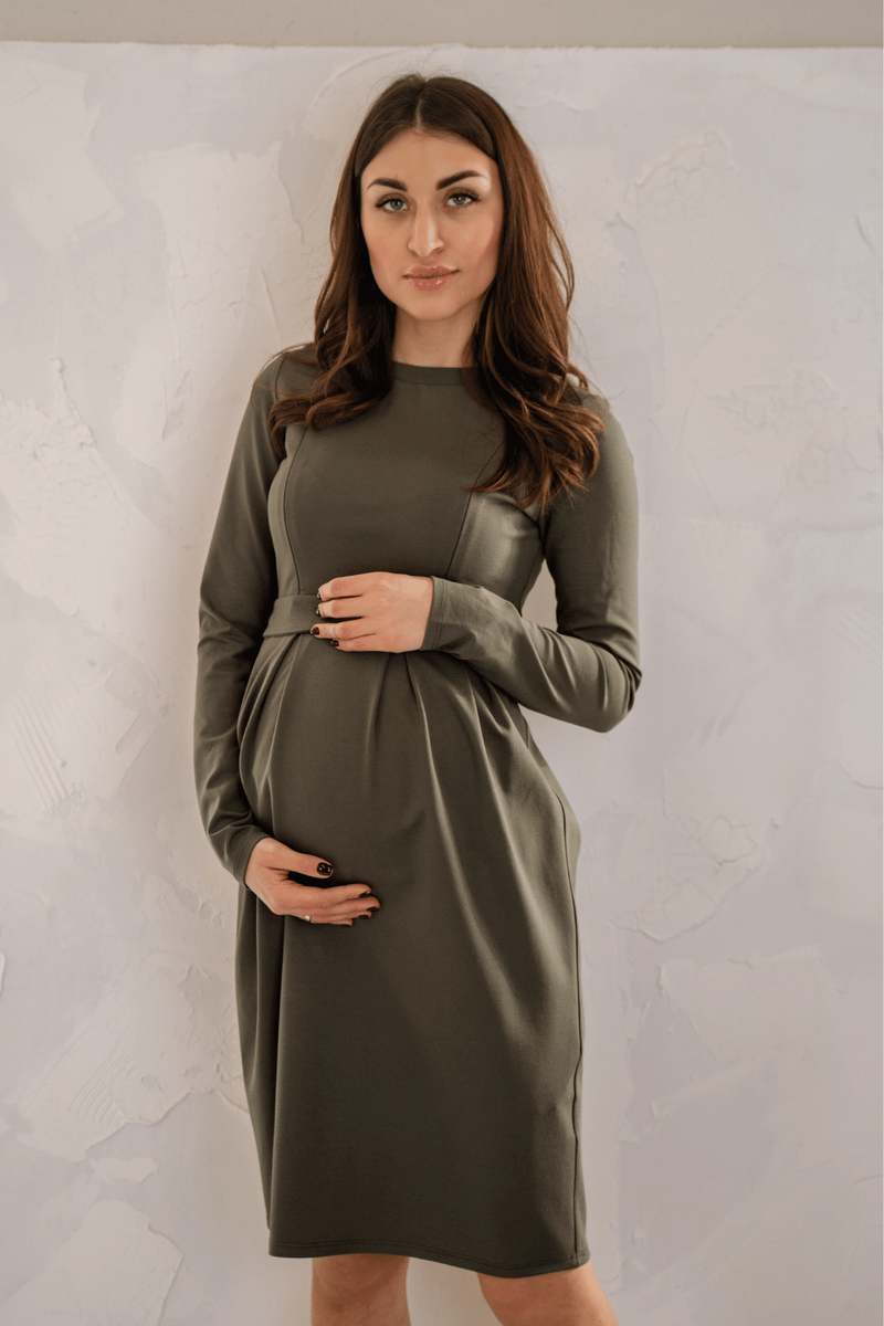 Платье для беременных и кормящих мам 4209001, хаки, To be, Хаки, 42