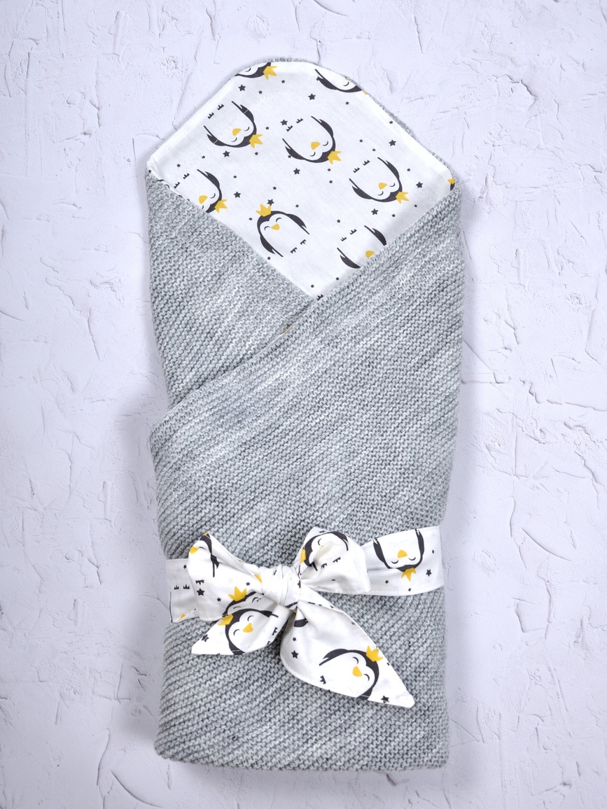 Конверт-плед для новонароджених літній Belle Пінгвіни, сірий, MagBaby