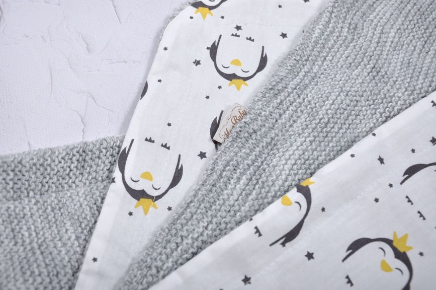 Конверт-плед для новорожденных летний Belle Пингвины, серый, MagBaby