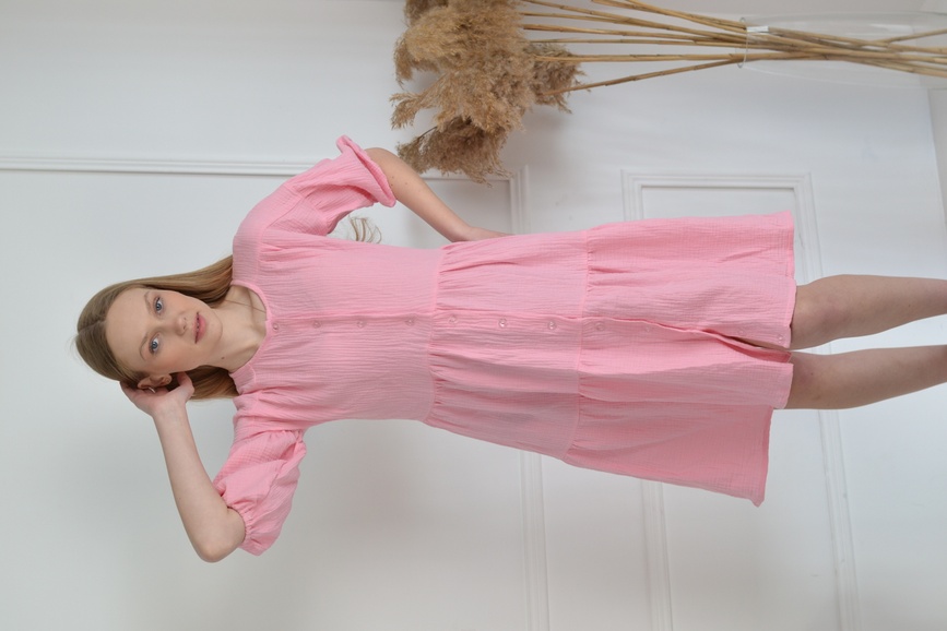 Сукня з оборками Avrora для вагітних та годуючих, рожевий, Dizhimama, Рожевий, 42
