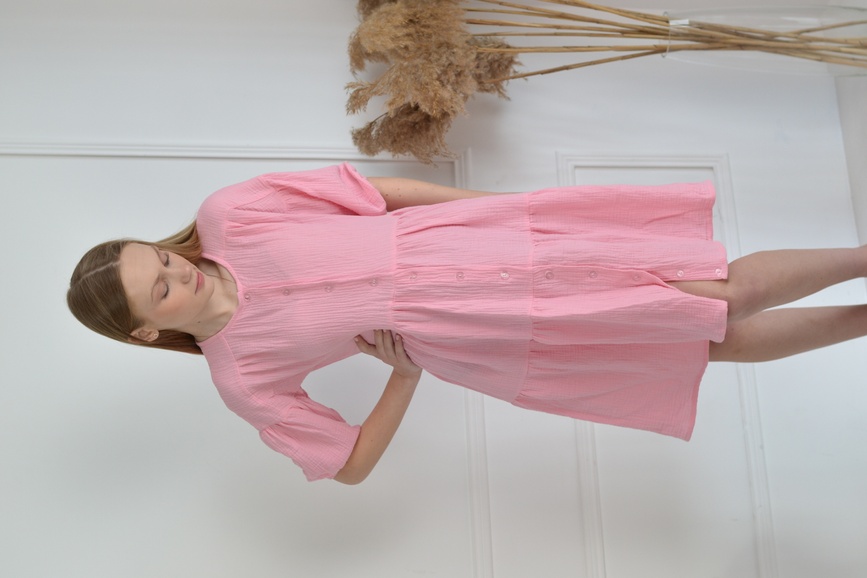 Сукня з оборками Avrora для вагітних та годуючих, рожевий, Dizhimama, Рожевий, 42