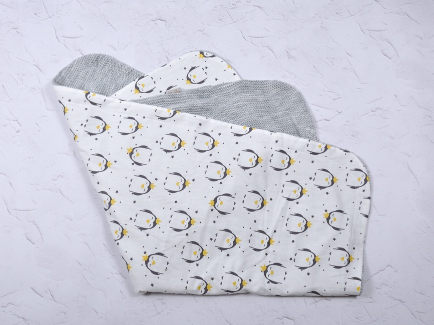 Конверт-плед для новонароджених літній Belle Пінгвіни, сірий, MagBaby