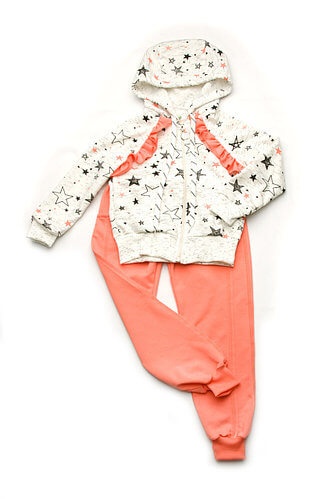 Спортивные костюмы Спортивный костюм для девочки 2-4 года Заезда, персиковый, Модный карапуз